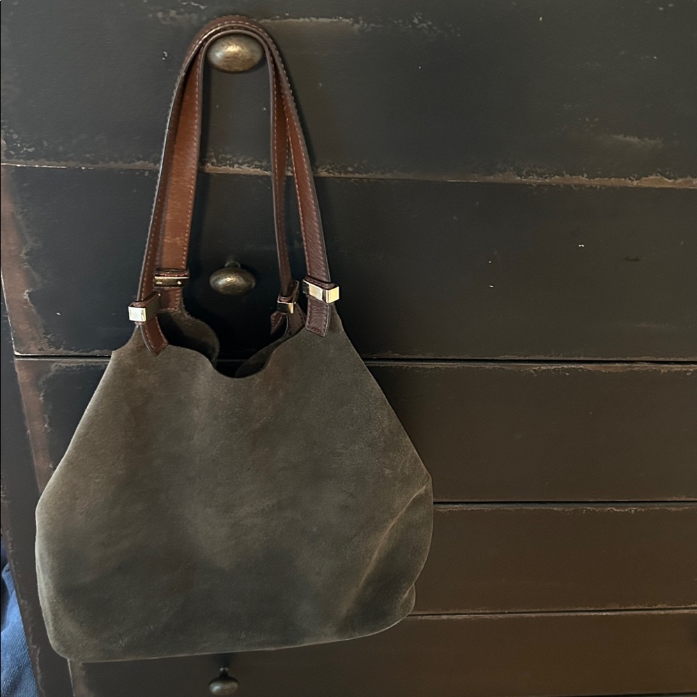 Michael Kora Green/Brown Leather Bag